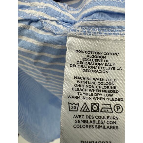 Loft Striped Poplin Crest Everyday Oversized Shirt Women XL Preppy Academia - Picture 8 of 9